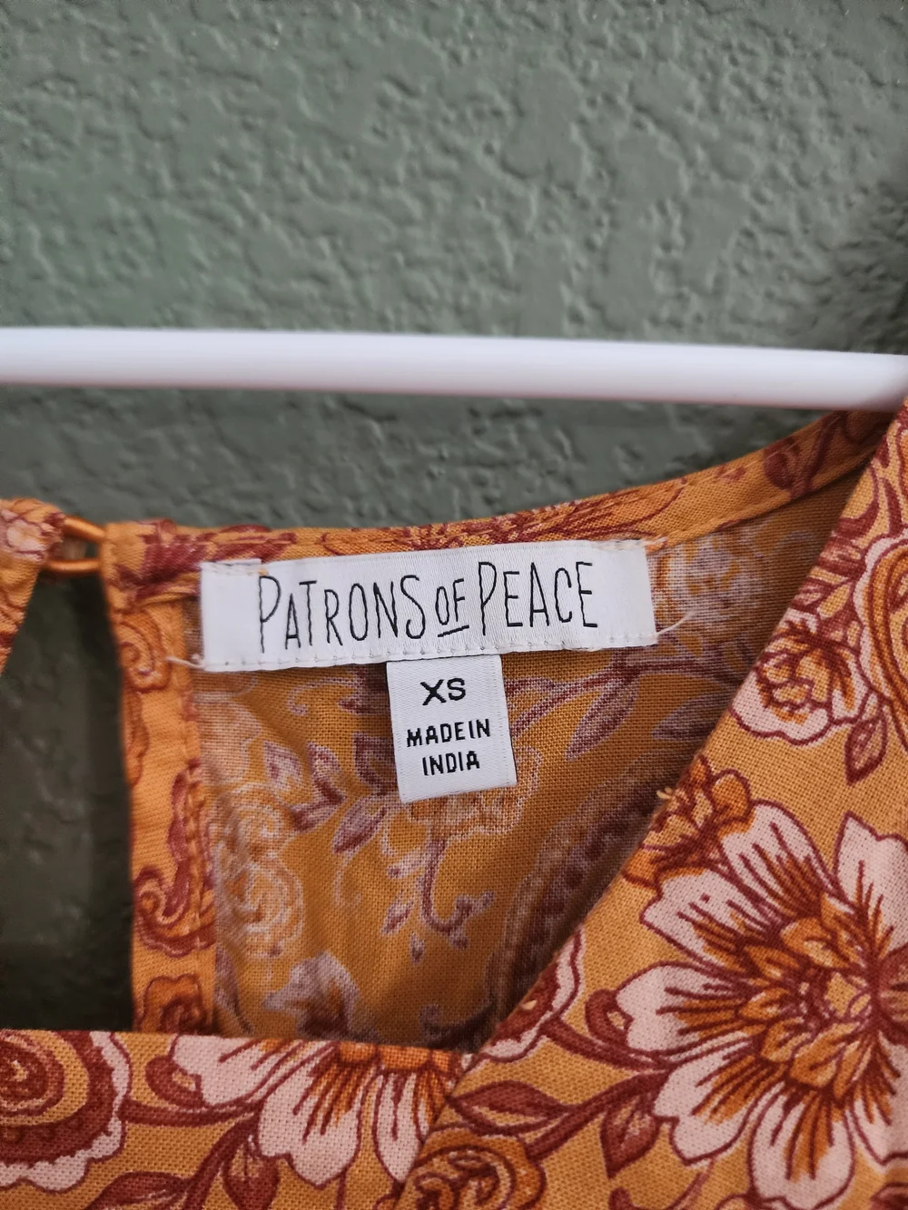 Patrons of Peace Rust Paisley Tiered Short Sleeve Dress